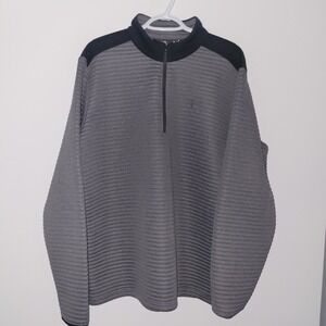 Under Armour Loose 1/4 Zip Ribbed Pullover Men's Size XL Gray Black